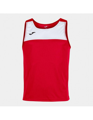 koszulka biegowa na ramiączkach biało czerwona Joma